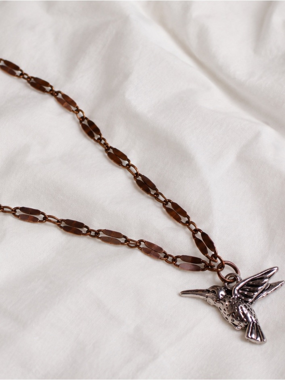 Antique Hummingbird Oval Link Chain Necklace - Women's Accessory’s